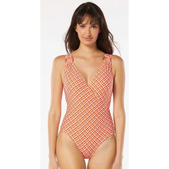 Carmen Marc Valvo Women's One Piece Swimsuit Orange Size 10 - Picture 1 of 6